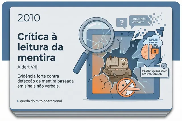 Ilustração de 2010 representando a crítica científica de Aldert Vrij à detecção de mentira baseada em sinais não verbais