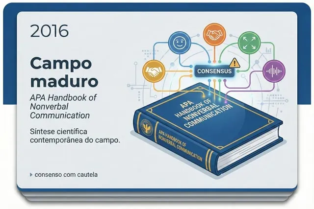 Ilustração de 2016 representando a consolidação científica da comunicação não verbal com o APA Handbook of Nonverbal Communication