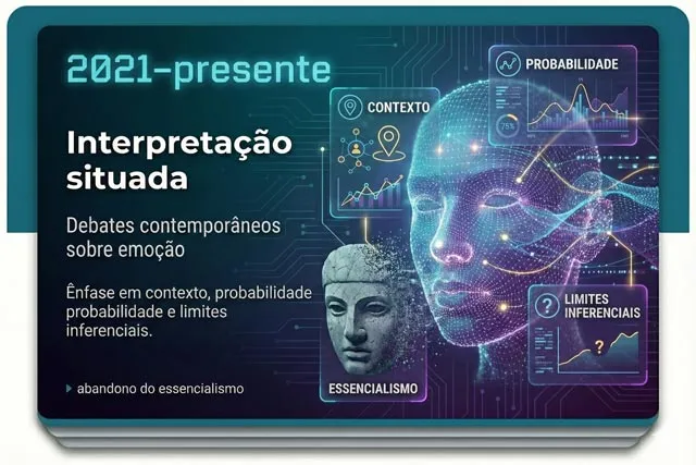 Ilustração contemporânea sobre interpretação situada na comunicação não verbal com ênfase em contexto, probabilidade e limites inferenciais